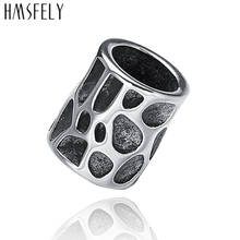 HMSFELY Stainless Steel 8mm Hole Size Beads Accessories For DIY Leather Bracelet Jewelry Making Irregular Pattern Bead 5pcs 2024 - buy cheap