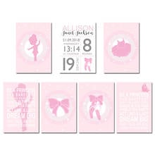 NICOLESHENTING Baby Birth Stats Custom Poster Cartoon Pink Girls Room Decoration Nursery Canvas Art Print Painting Wall Picture 2024 - buy cheap