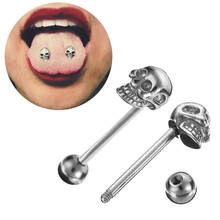 Fake Piercing 1piece Tongue Piercing Surgical Stainless Steel Rings Barbell Skull Jewelry Langue Industrial Bar Pircin 2024 - buy cheap