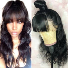 360 Lace Frontal Wig With Bangs Body Wave 250 Density 13x6 Lace Front Human Hair Wigs Pre Plucked Fake Scalp 370 Dolago Remy 2024 - buy cheap