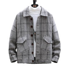 Chaqueta de lana a cuadros para hombre, abrigos de alta calidad, ropa informal coreana, Tops, variedad de moda, otoño 2024 - compra barato
