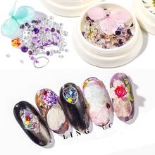 6 Colors Mix Size Dried Flowers Water Drop Crystal Dangle Chain Charms Nail Jewelry Decorations Crystal Rhinestones Nail Art 2024 - buy cheap