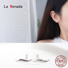 La Monada-pendientes de plata de primera ley con forma de ola para mujer, aretes pequeños, plata esterlina 925, estilo minimalista, 925 2024 - compra barato