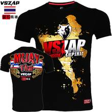 VSZAP combat short sleeve drill muay Thai boxing training suit sanda T-shirt fitness jiu-jitsu MMA fighting sport running man 2024 - buy cheap