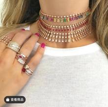 Женское ожерелье с цепочкой, регулируемой длины, с фианитом 2024 - купить недорого