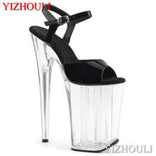 Женские босоножки на очень высоком каблуке 9 дюймов, прозрачные летние сандалии для танцев на шесте высотой 23 см 2024 - купить недорого