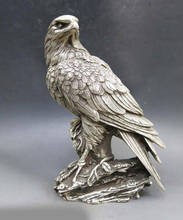 Copper Brass CHINESE crafts decor ation Asian   9" China silver carved beautiful sculpture powerful fine good luck eagle Statue 2024 - buy cheap