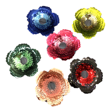 Red Sequin Flowers Patch 3d Flower Applique Sew On Patches For Clothing Jeans Parches Bordados Para La Ropa 9cm AC1527 2024 - buy cheap