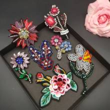 3D Handmade Rhinestone Beaded Patches Animal Sew on Crystal Patch beading Applique Patch flowers 2024 - buy cheap