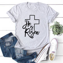 Camiseta estampada feminina, camiseta casual da páscoa com estampa de cristão, unissex 2024 - compre barato