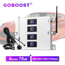 GOBOOST-amplificador de señal móvil para coche, repetidor de 4 bandas, 70dB, 4g, GSM, 900, 1800, 2100, 850, 2g, 3g, señal 4g 2024 - compra barato