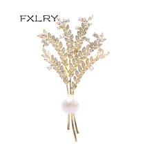 FXLRY-broches de perlas de joyería de lujo para mujer, broche fino de circonia cúbica de trigo, alfileres de ramillete, botón de cárdigan 2024 - compra barato