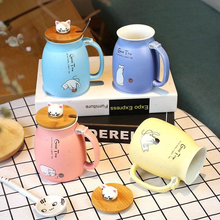 3 In 1 Japanese Style Retro Cat Milk Bottle Ceramic Mug Ceramic Coffee Mug With Spoon/Lid/Cup Handle Cat Ceramic Mug Designer 2024 - buy cheap