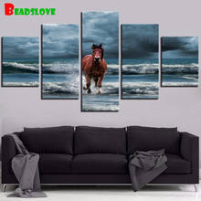 Sea and Wave horse diamond painting 5 panel diamond embroidery full round square drill 5d diy mosaic wall decor 2024 - buy cheap