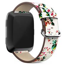 eiEuuk Accessory Peony Printing Leather Wrist Strap Watch Band for Fitbit Versa 2/Versa Lite Fitness Smartwatch 2024 - buy cheap