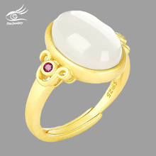 7kmoor-Anillo de Calcedonia tallado Natural para mujer, abalorio de joyería de ágata de Jade hetiana, amuleto de plata 925, regalos para ella, YCJ1 2024 - compra barato