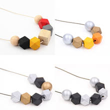 1pc Mix Colorful Square Rond Wood Necklace Wax String With Wooden Beads Jewelry For Gift 2024 - buy cheap