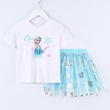 Летняя детская одежда, футболка с коротким рукавом и сетчатая юбка для девочек-подростков 2024 - купить недорого