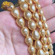 Contas de pérolas espaçadoras para fazer joias, contas espaçadoras soltas com contas de concha amarela para pulseira faça você mesmo acessórios de pulseira 15 ''6*9 8*11 10*13mm 2024 - compre barato