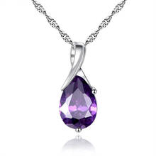 Elegant Charming Water Drop Pendant Necklace For Women Luxury Wedding Engagement Purple Crystal Zircon Jewelry Valentine's Gift 2024 - buy cheap