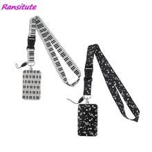 Ransitute R1506 Black And White Keys Note Lanyard Credit Card ID Holder Badge Student Travel Bank Bus Business Card Cover Badge 2024 - buy cheap