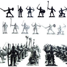 60 unids/set ornamentos niños regalo niños guerra Medieval libre de pie juguete figuras militares modelo antiguo soldado Caballero estático 2024 - compra barato