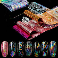 Láminas holográficas para manicura, láminas de uñas láser brillantes, pegatinas de manicura estrelladas, decoración DIY, 1 caja 2024 - compra barato