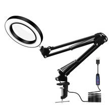Table Magnifier 5X Magnifying Glass With LED Lights Clamp Adjustable Swivel Arm Loupe Lamp USB Magnifiers For Soldering Reading 2024 - buy cheap