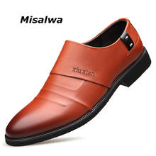 Misalwa Мужские модельные туфли без шнурков, из искусственной кожи, для свадьбы, вечеринки, для жениха, элегантные, формальные, оранжевые, черные, мужские Оксфордские туфли 2024 - купить недорого