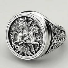 Кольцо на палец в стиле панк для мужчин и женщин, Крутое серебристое металлическое кольцо в римском стиле, с изображением солдата, лошади, дракона, байкера, бижутерия 2024 - купить недорого