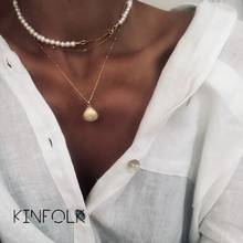 KINFOLK-collar con colgante bohemio para mujer, cadena de oro con perlas, Gargantilla, conjunto de joyería, 2020 2024 - compra barato