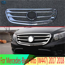 Para mercedes-benz vito (w447) 2017 2018 acessórios do carro abs chrome frente centro malha grade grill capa tira radiador guarnição 2024 - compre barato