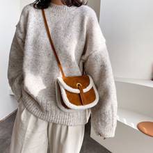 NEW Plush Patchwork Panelled Soft Women Shoulder Crossbody Flap Bag Niche Lambs Wool Winter Joker Practical Female Bag 2024 - buy cheap