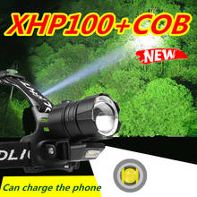 Faro delantero led para caza, linterna de cabeza recargable por usb 18650, 800000lm, XHP100, COB 2024 - compra barato