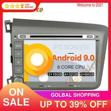 DSP Android 9.0 PX5/PX6 Car DVD Player Multimedia Player GPS Navigation For Honda Civic 2012-2015 Auto Radio Stereo Head Unit HD 2024 - buy cheap