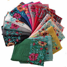 Winter Scarves Twill Embroidery Women Scarf Vintage Summer Pashmina Cotton Shawls and Wraps lady Floral Bandana Female Hijab Hot 2024 - buy cheap