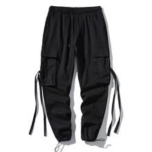 Мужские шаровары с несколькими карманами, спортивные штаны в стиле хип-хоп, черные спортивные брюки, брюки для бега, Harajuku, Мужские штаны, 2020 2024 - купить недорого