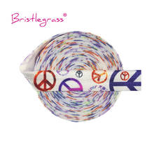 BRISTLEGRASS 5 Yard 5/8" 15mm Peace Sign Symbol Print FOE Foldover Elastic Spandex Satin Band Hair Tie Headband Dress DIY Sewing 2024 - buy cheap