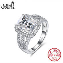 Effie Queen Real 925 Sterling Silver Wedding Rings for Women AAAA Shiny Cubic Zirconia Luxury Engagement Ring Party Jewelry 2024 - buy cheap