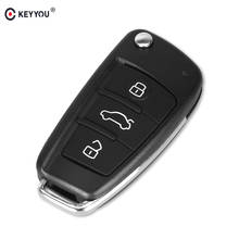 Keyyou 10x 3 botão flip dobrável remoto escudo chave do carro keyless entrada caso chave para audi a6l q7 a2 a3 a4 a6 a6l a8 tt nenhuma lâmina 2024 - compre barato