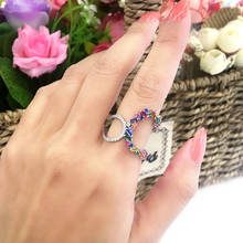 Colorful Cz Finger Ring Fashion Baguette Rainbow Ring silver color Color Sparking Bling Colorful Stone Ring Jewelry For Wedding 2024 - buy cheap