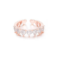 Кольцо женское, розовое золото, серебристое, в форме сердца, с горным хрусталем, 2021 2024 - купить недорого