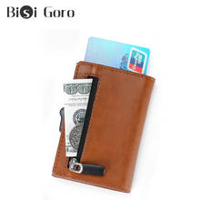 BISI GORO-cartera con bloqueo RFID para tarjetas, billetera inteligente Vintage de cuero PU, monedero con cierre magnético, tarjetero informal 2024 - compra barato