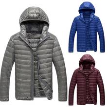 Casual Men Autumn Winter Long Sleeve Zipper Hooded Coat Light Warm Down Jacket Winter solid color warm down jacket for men 2024 - buy cheap