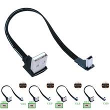 USB 2,0 Mini usb-кабель для передачи данных (синхронизации) и зарядки кабель 90 градусов локоть 5 Pin B кабель со штыревыми соединителями на обоих концах для подключения 0,2 0,5 м 1 м зарядный шнур для Камера MP3 2024 - купить недорого