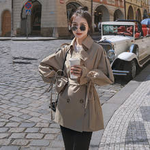 2020 Spring Autumn Short Trench Coat For Women Casual Slim Double Breasted Coat Elegant Khaki Chic Female Windbreaker Black Y172 2024 - buy cheap