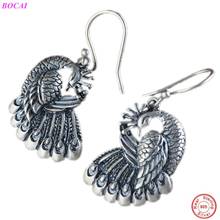 BOCAI S925 Sterling Silver Ear Drop Retro Thai Silver Craft Earrings Fashion Women's Peacock Design Silver Jewelry Earrings 2024 - buy cheap