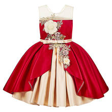 Vestido floral de princesa, vestido bordado com pétalas de flor para bar, festas de formatura, primeiro vestido para meninas 2024 - compre barato