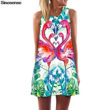 Elegant Flamingo Boho Dresses Sundress Women Sleeveless Tunic O Neck A Line Loose Tank Dress Sexy Mini Summer Beach Party Dress 2024 - buy cheap