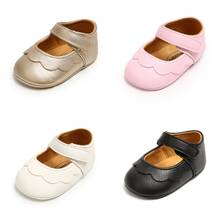 Обувь для новорожденных девочек, однотонная обувь для первых шагов из искусственной кожи, на мягкой нескользящей подошве, золотистые, черные, розовые, белые, для детской кроватки 2024 - купить недорого